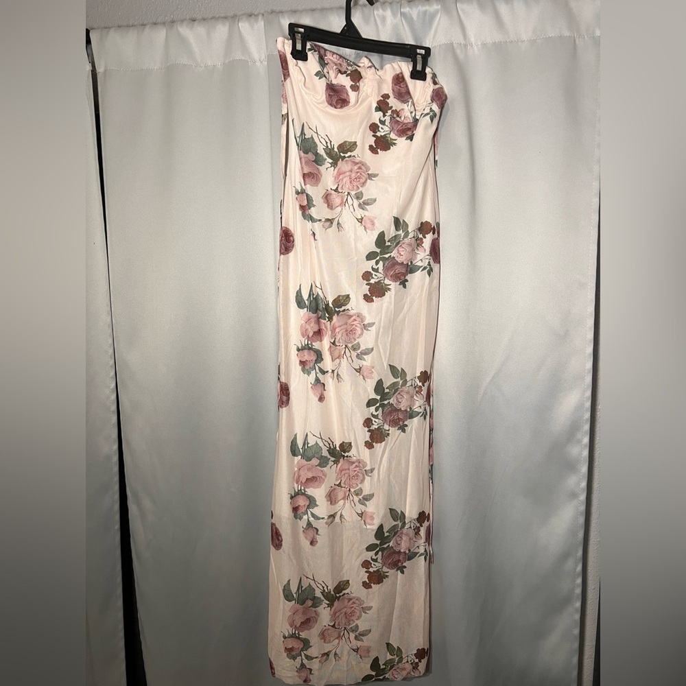 SHEIN Cream Strapless Gown for Wedding Guest